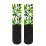 Tropical Banana Leaves Pattern Print Crew Socks