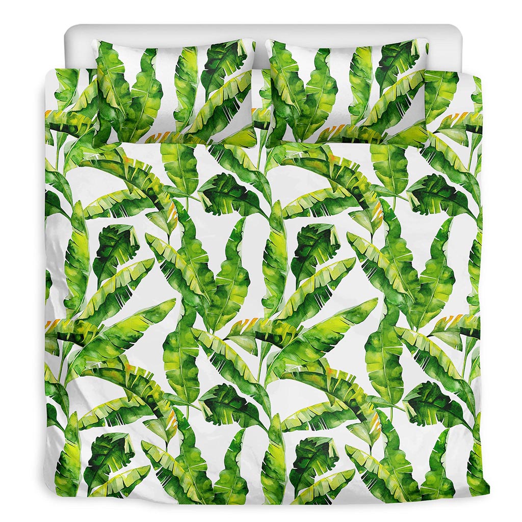 Tropical Banana Leaves Pattern Print Duvet Cover Bedding Set
