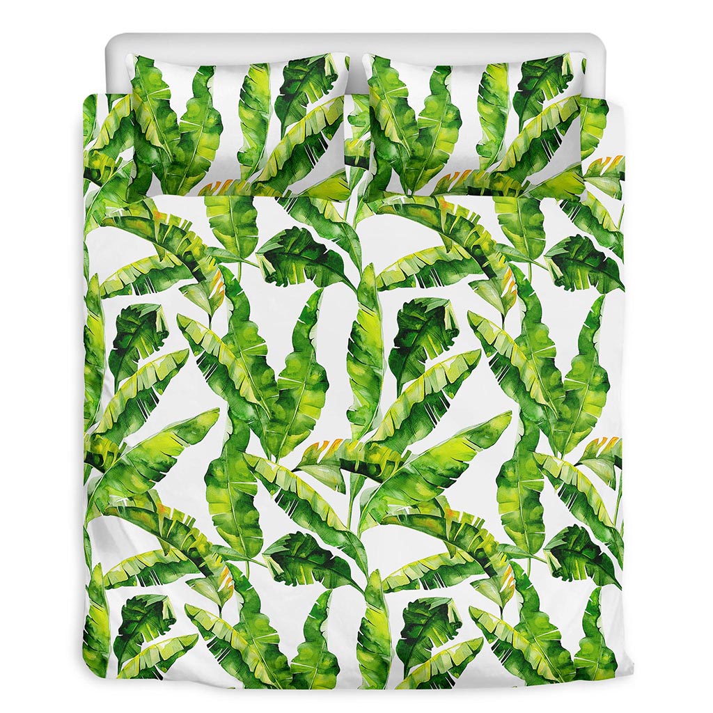 Tropical Banana Leaves Pattern Print Duvet Cover Bedding Set
