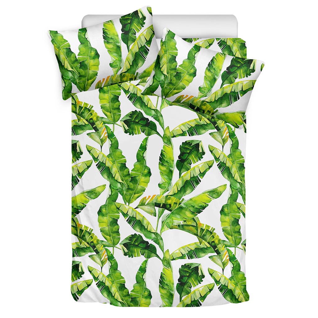 Tropical Banana Leaves Pattern Print Duvet Cover Bedding Set