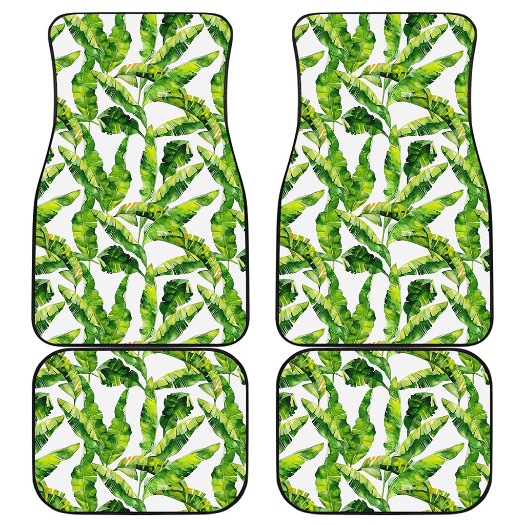 Tropical Banana Leaves Pattern Print Front and Back Car Floor Mats