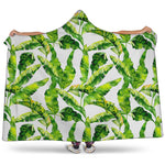 Tropical Banana Leaves Pattern Print Hooded Blanket