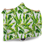 Tropical Banana Leaves Pattern Print Hooded Blanket