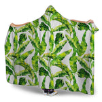 Tropical Banana Leaves Pattern Print Hooded Blanket