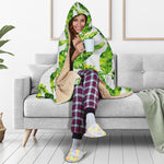 Tropical Banana Leaves Pattern Print Hooded Blanket