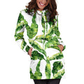 Tropical Banana Leaves Pattern Print Pullover Hoodie Dress