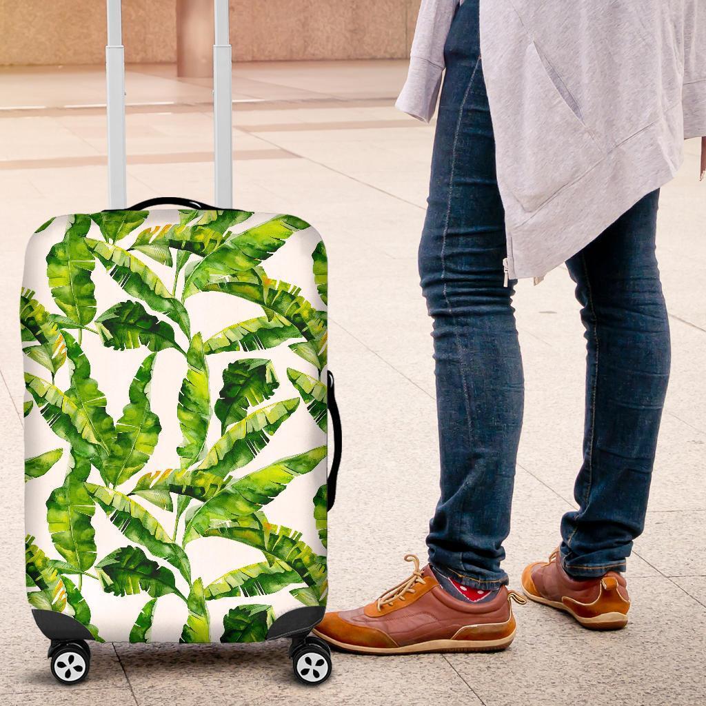 Tropical Banana Leaves Pattern Print Luggage Cover GearFrost