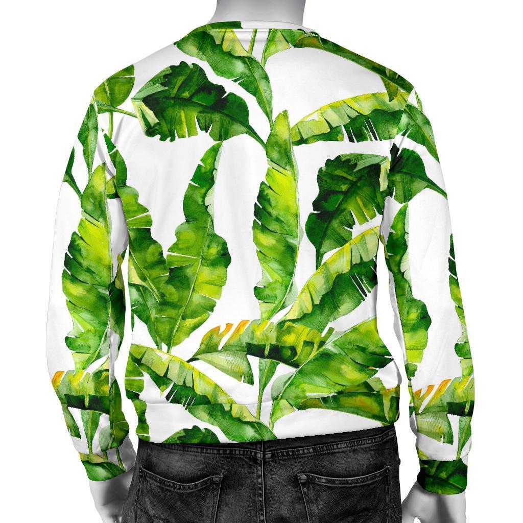 Tropical Banana Leaves Pattern Print Men's Crewneck Sweatshirt GearFrost