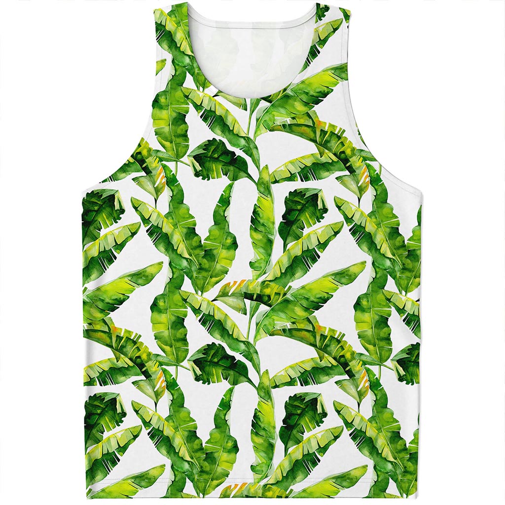 Tropical Banana Leaves Pattern Print Men's Tank Top