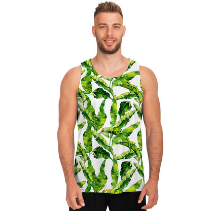 Tropical Banana Leaves Pattern Print Men's Tank Top