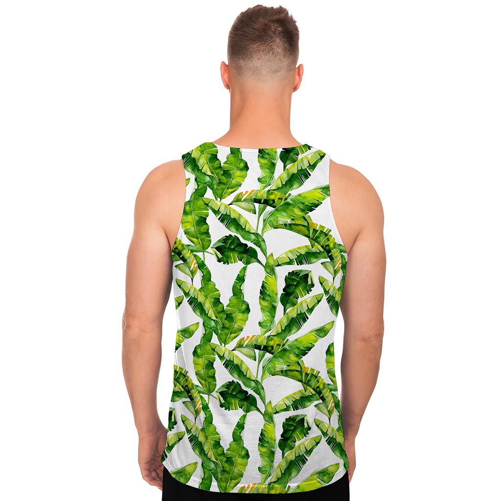 Tropical Banana Leaves Pattern Print Men's Tank Top