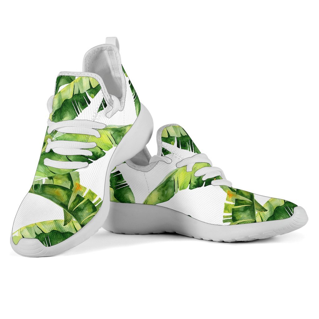 Tropical Banana Leaves Pattern Print Mesh Knit Shoes GearFrost