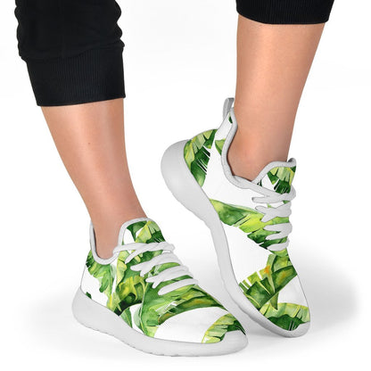 Tropical Banana Leaves Pattern Print Mesh Knit Shoes GearFrost