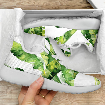 Tropical Banana Leaves Pattern Print Mesh Knit Shoes GearFrost