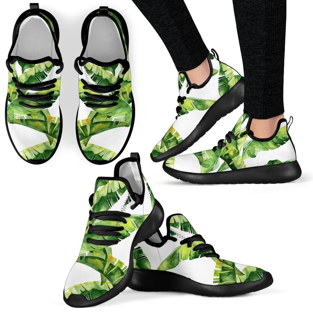 Tropical Banana Leaves Pattern Print Mesh Knit Shoes GearFrost