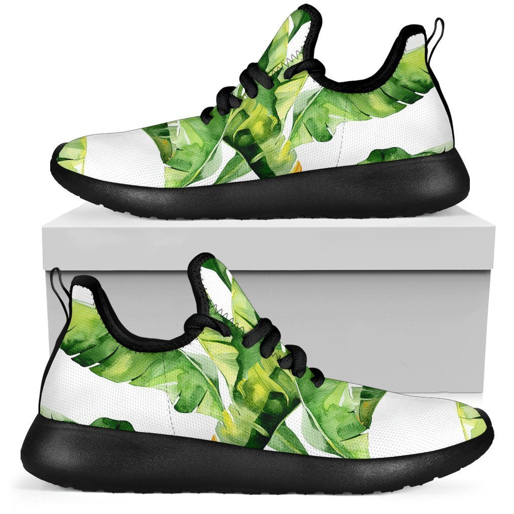 Tropical Banana Leaves Pattern Print Mesh Knit Shoes GearFrost