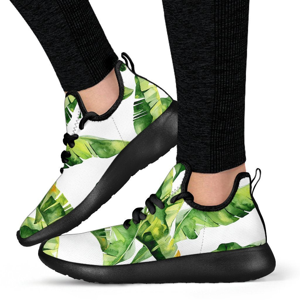 Tropical Banana Leaves Pattern Print Mesh Knit Shoes GearFrost