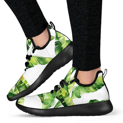 Tropical Banana Leaves Pattern Print Mesh Knit Shoes GearFrost
