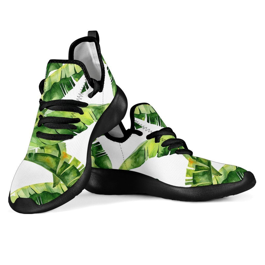 Tropical Banana Leaves Pattern Print Mesh Knit Shoes GearFrost