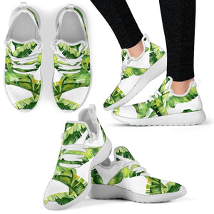 Tropical Banana Leaves Pattern Print Mesh Knit Shoes GearFrost