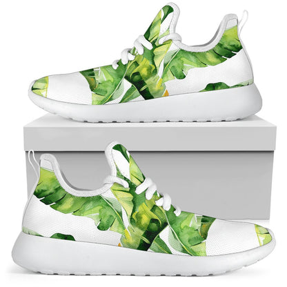 Tropical Banana Leaves Pattern Print Mesh Knit Shoes GearFrost
