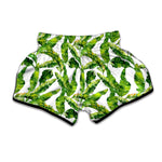 Tropical Banana Leaves Pattern Print Muay Thai Boxing Shorts
