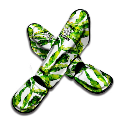 Tropical Banana Leaves Pattern Print Muay Thai Shin Guard
