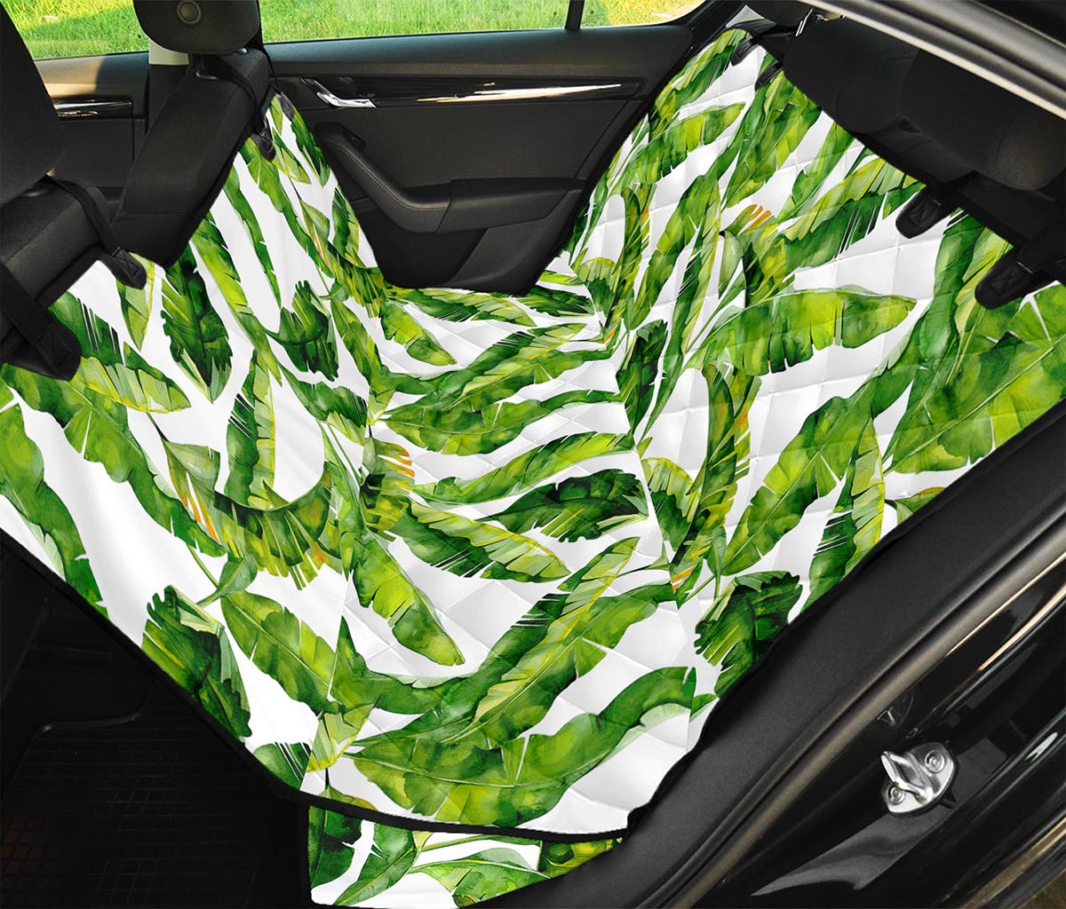 Tropical Banana Leaves Pattern Print Pet Car Back Seat Cover
