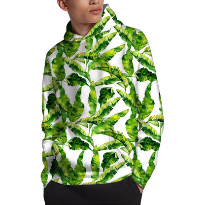 Tropical Banana Leaves Pattern Print Pullover Hoodie
