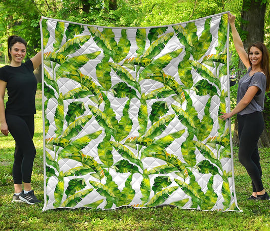 Tropical Banana Leaves Pattern Print Quilt