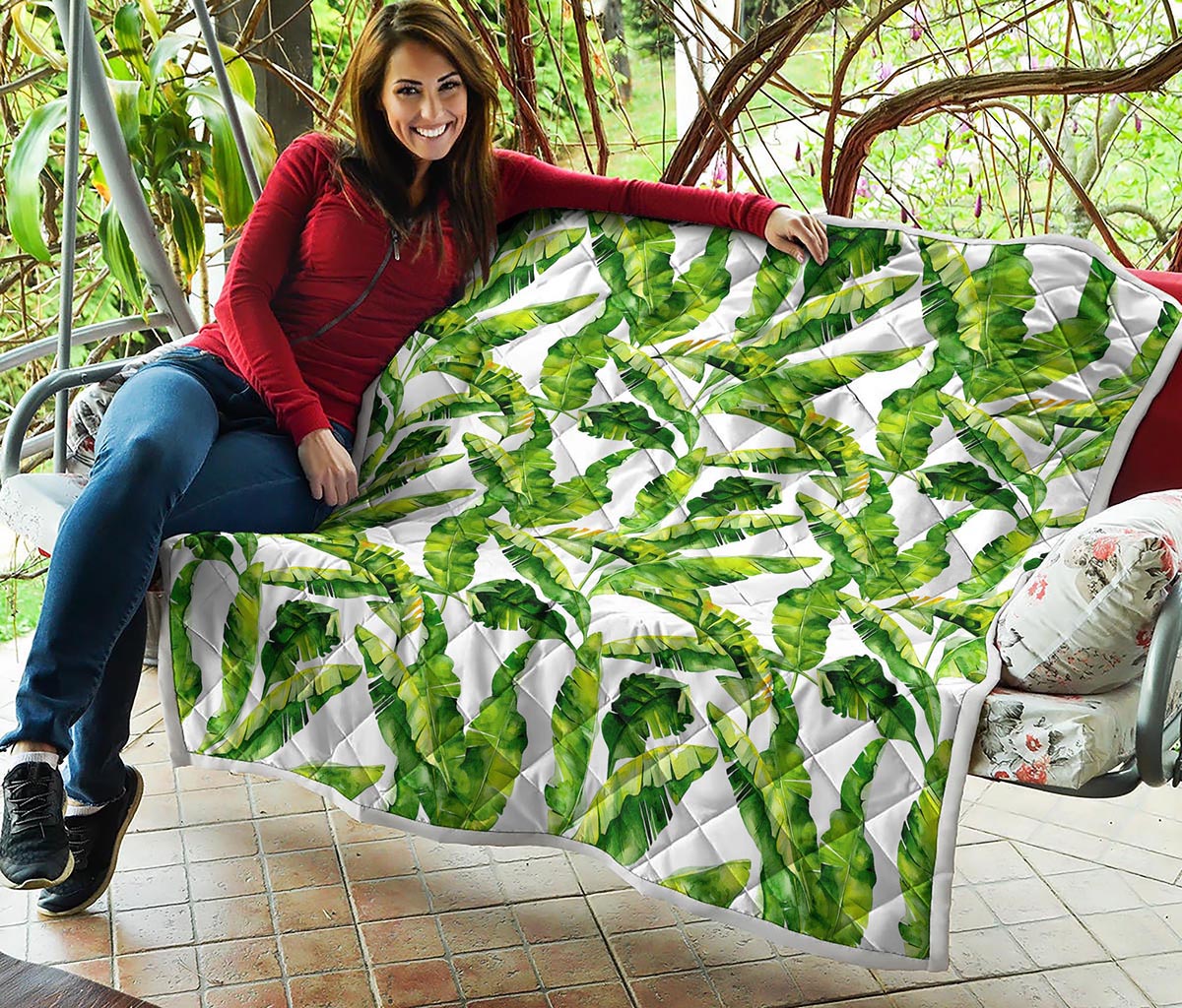 Tropical Banana Leaves Pattern Print Quilt