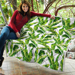 Tropical Banana Leaves Pattern Print Quilt