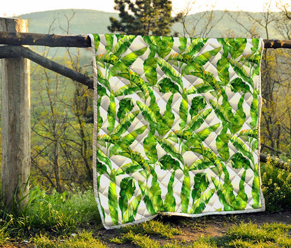 Tropical Banana Leaves Pattern Print Quilt