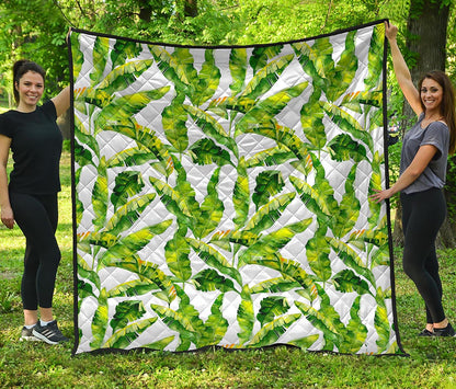 Tropical Banana Leaves Pattern Print Quilt