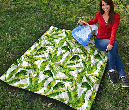 Tropical Banana Leaves Pattern Print Quilt