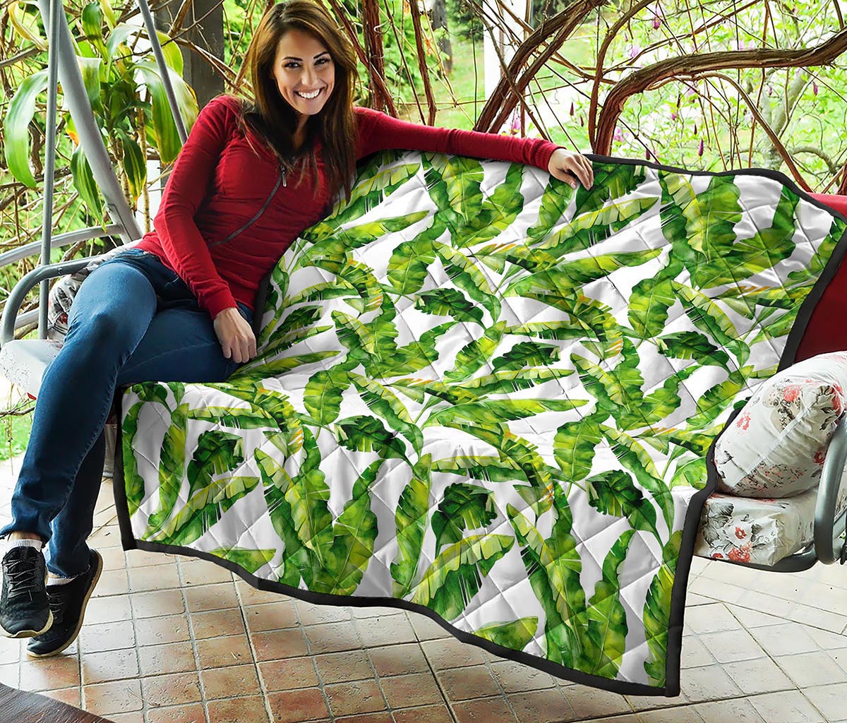 Tropical Banana Leaves Pattern Print Quilt