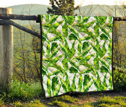Tropical Banana Leaves Pattern Print Quilt