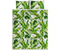 Tropical Banana Leaves Pattern Print Quilt Bed Set
