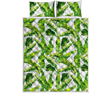 Tropical Banana Leaves Pattern Print Quilt Bed Set