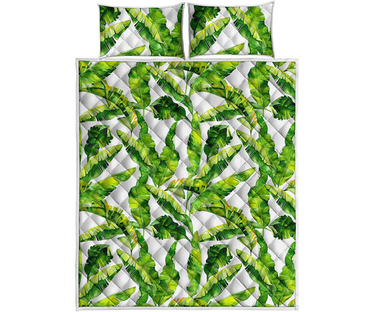 Tropical Banana Leaves Pattern Print Quilt Bed Set