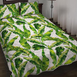 Tropical Banana Leaves Pattern Print Quilt Bed Set