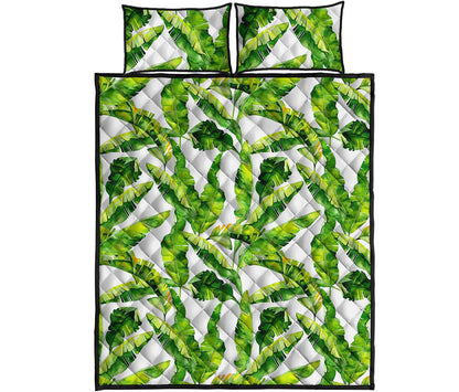 Tropical Banana Leaves Pattern Print Quilt Bed Set