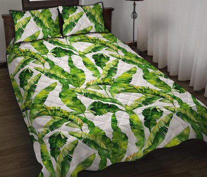 Tropical Banana Leaves Pattern Print Quilt Bed Set