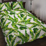 Tropical Banana Leaves Pattern Print Quilt Bed Set