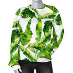 Tropical Banana Leaves Pattern Print Women's Crewneck Sweatshirt GearFrost