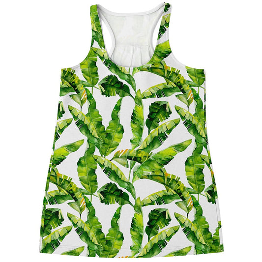 Tropical Banana Leaves Pattern Print Women's Racerback Tank Top