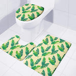 Tropical Banana Palm Leaf Pattern Print 3 Piece Bath Mat Set