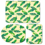 Tropical Banana Palm Leaf Pattern Print 3 Piece Bath Mat Set