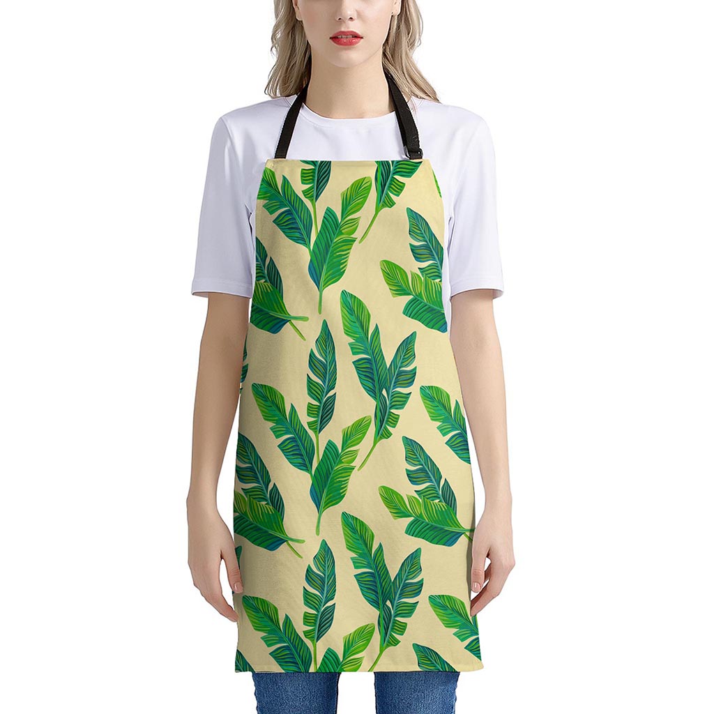 Tropical Banana Palm Leaf Pattern Print Apron