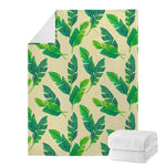 Tropical Banana Palm Leaf Pattern Print Blanket